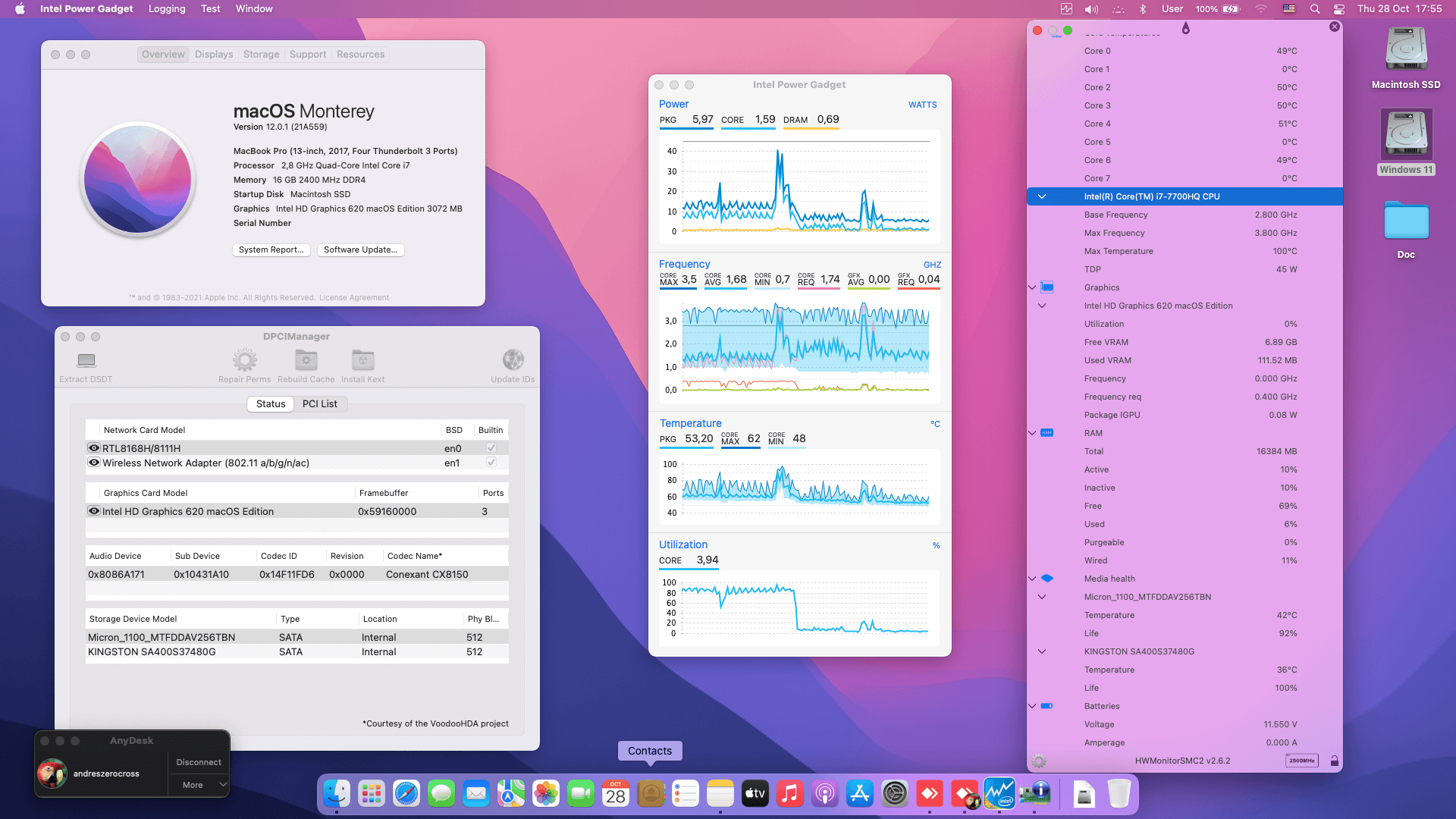Success Hackintosh macOS Monterey 12.0.1 Build 21A559 in Asus N580VD-77A05DB1